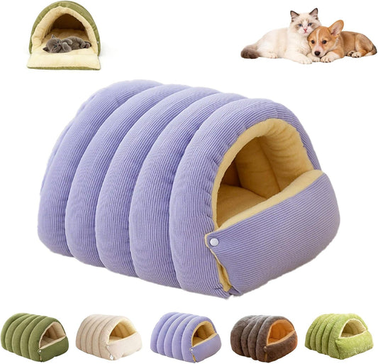 Cozy Monster Cat Bed Warm Enclosed Cat Bed Cave with Hooded Cover – Washable Cozy Plush Cats Tent for Indoor Cats & Small Dogs, Calming Winter Pet Nest