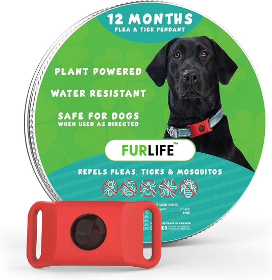 FurLife Grey Dog Tag, Flea and Tick Prevention for Dogs - Waterproof Pendant for Collar, Safe for All Breeds